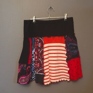 Vibrant Patchwork Skater Skirt